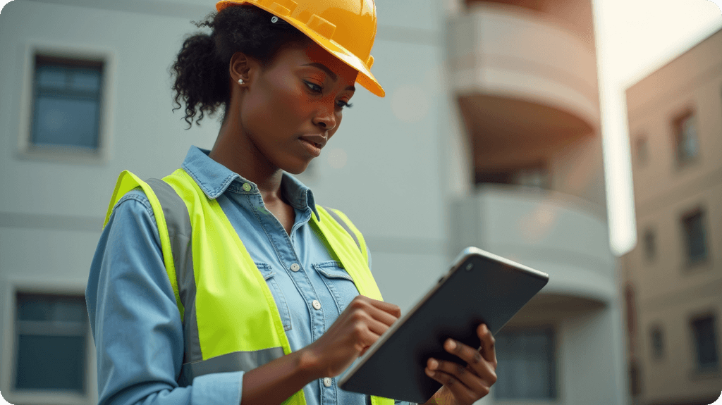 Woman holding a tablet