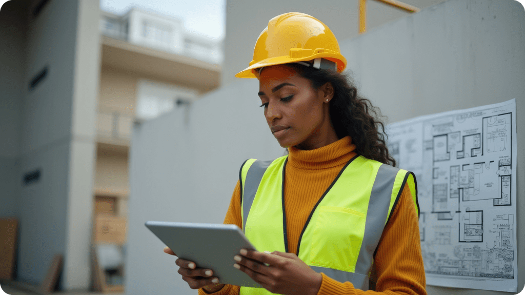 Woman holding a tablet